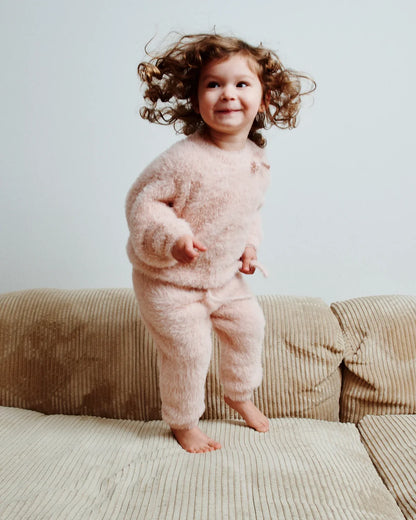 Furry Boxy Sweater Bow Powder Pink