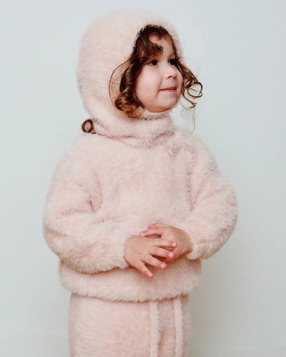 Furry Boxy Sweater Bow Powder Pink