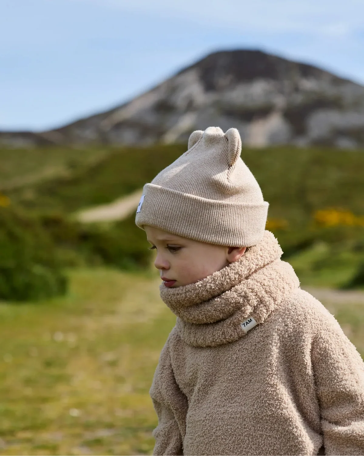 Heather Bear Beanie Almond