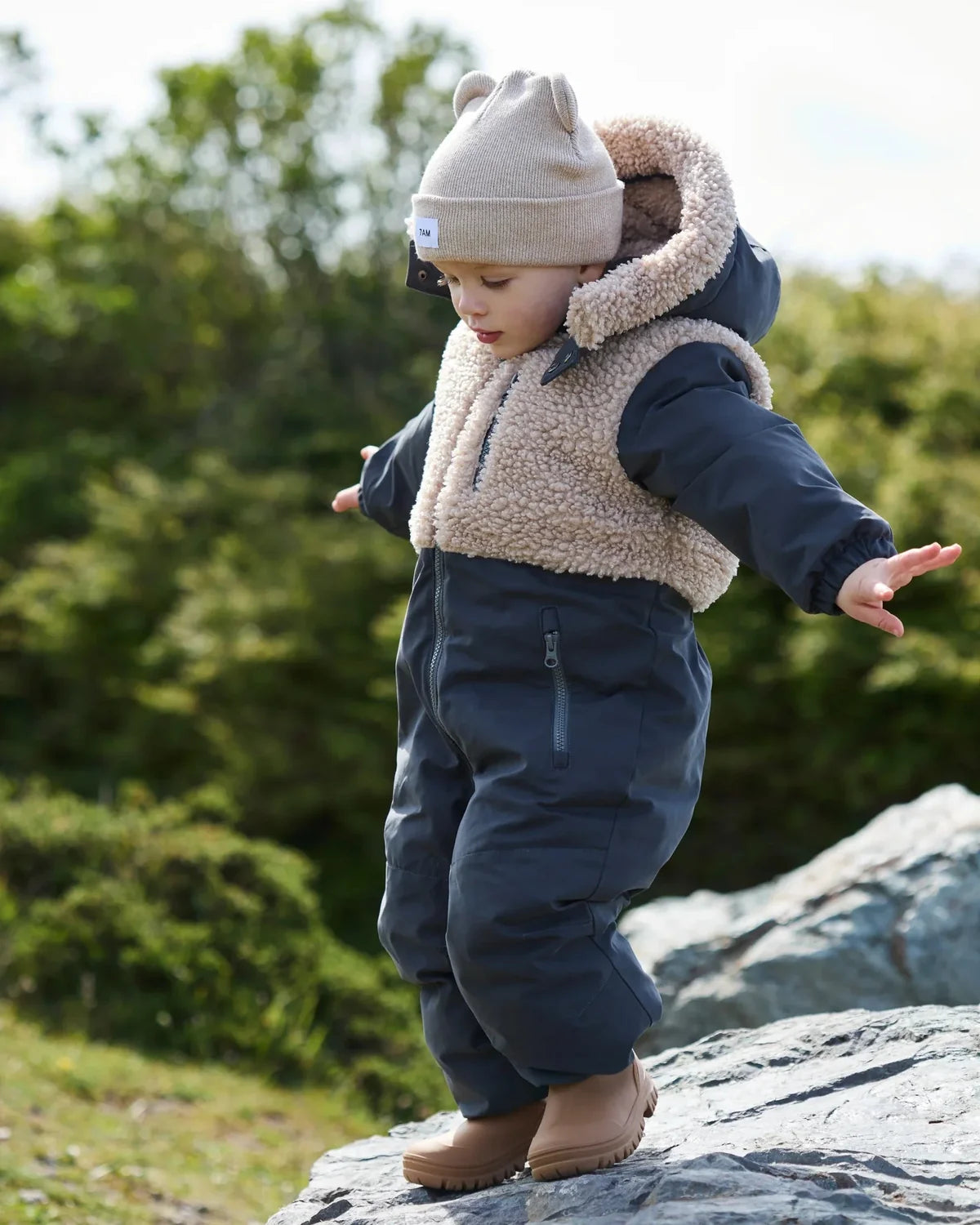Heather Bear Beanie Almond