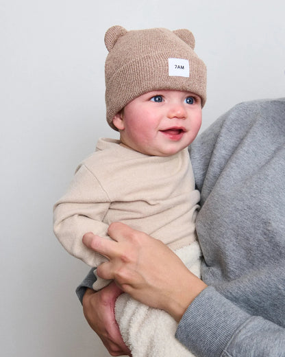 Heather Bear Beanie Ash Oak