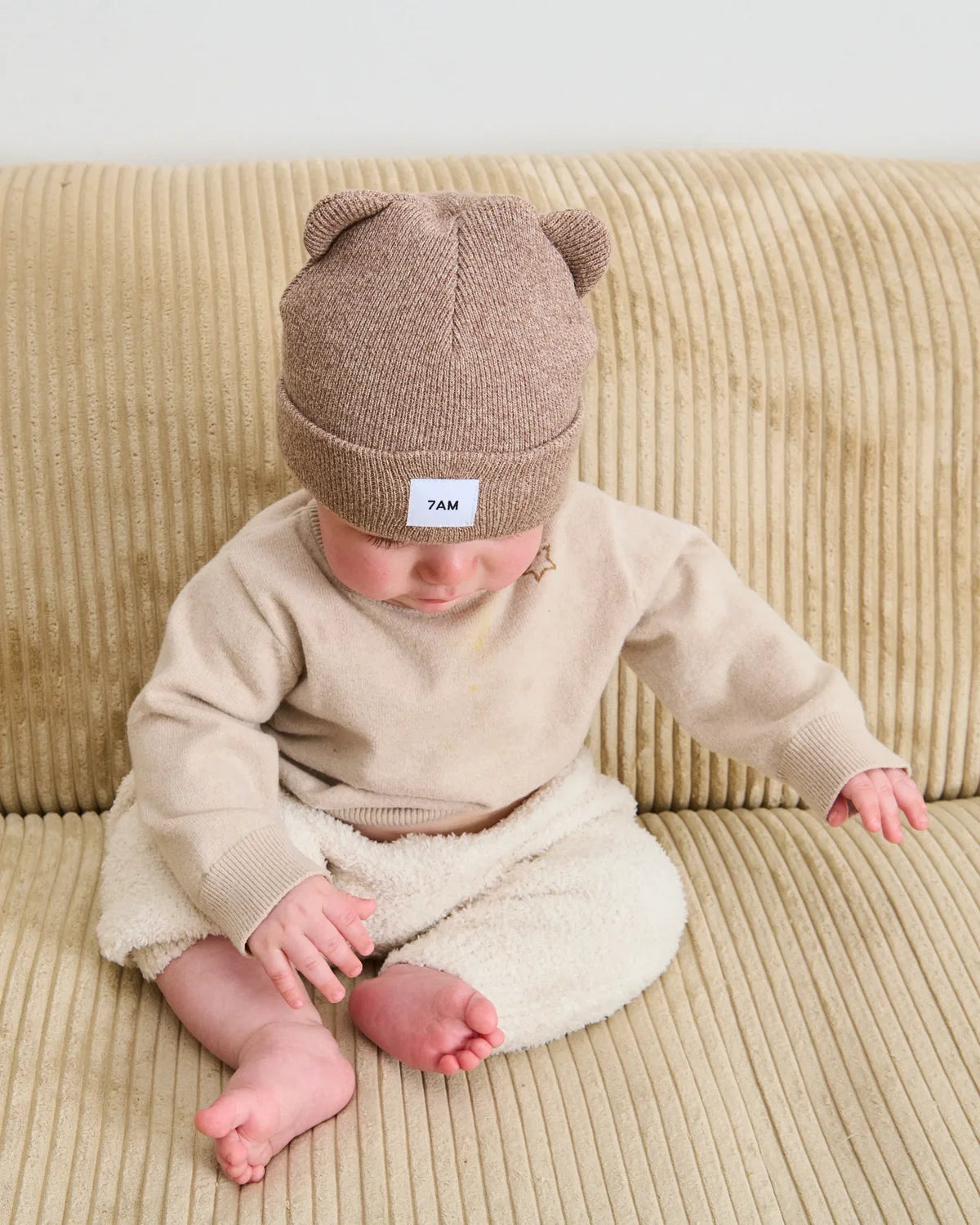 Heather Bear Beanie Ash Oak