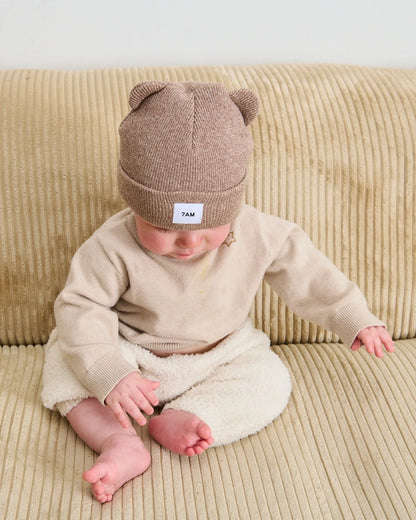 Heather Bear Beanie Ash Oak