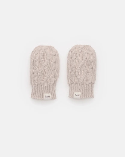 Chunky Cable Cotton Mittens Wheat