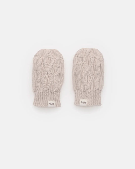 Chunky Cable Cotton Mittens Wheat