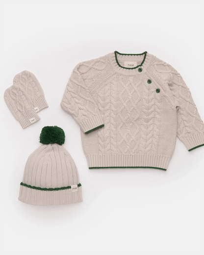 Holiday Chunky Cable Cotton Sweater Wheat Ivy