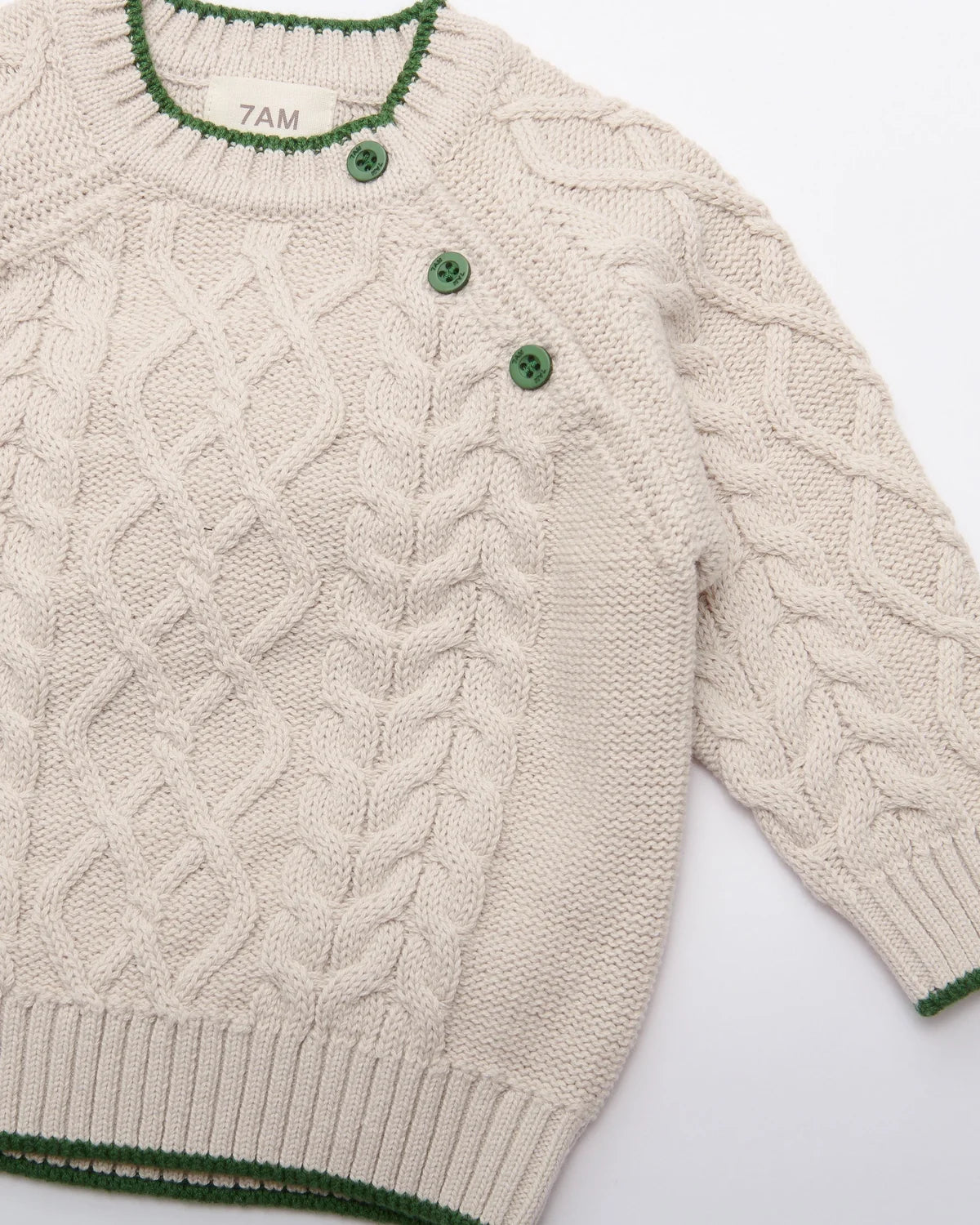 Holiday Chunky Cable Cotton Sweater Wheat Ivy