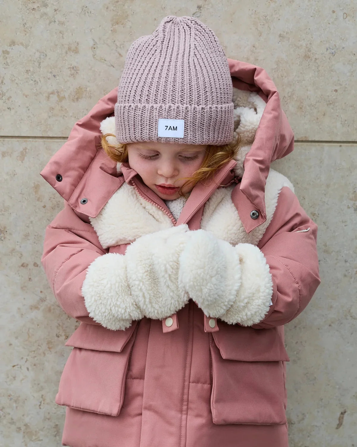 Benji Appliqué Sherpa Mittens Rose Dawn