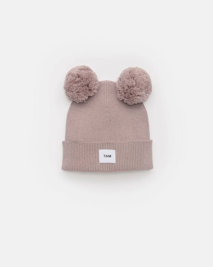 Chunky Pom Pom Beanie Ash Rose