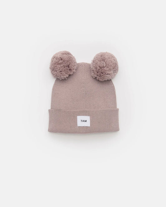 Chunky Pom Pom Beanie Ash Rose