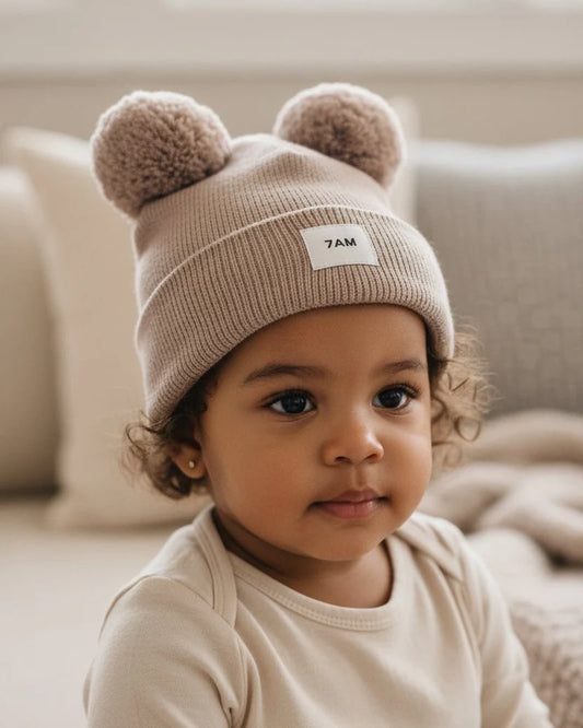 Chunky Pom Pom Beanie Ash Rose