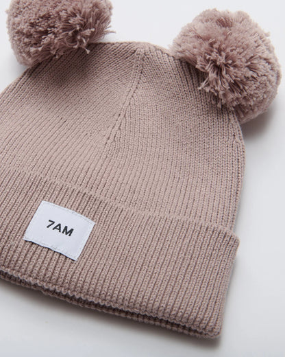 Chunky Pom Pom Beanie Ash Rose