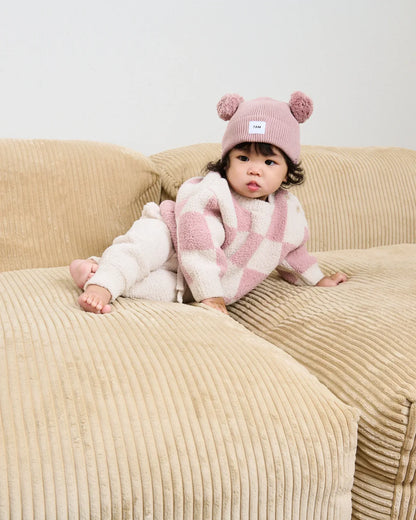Chunky Pom Pom Beanie Ash Rose
