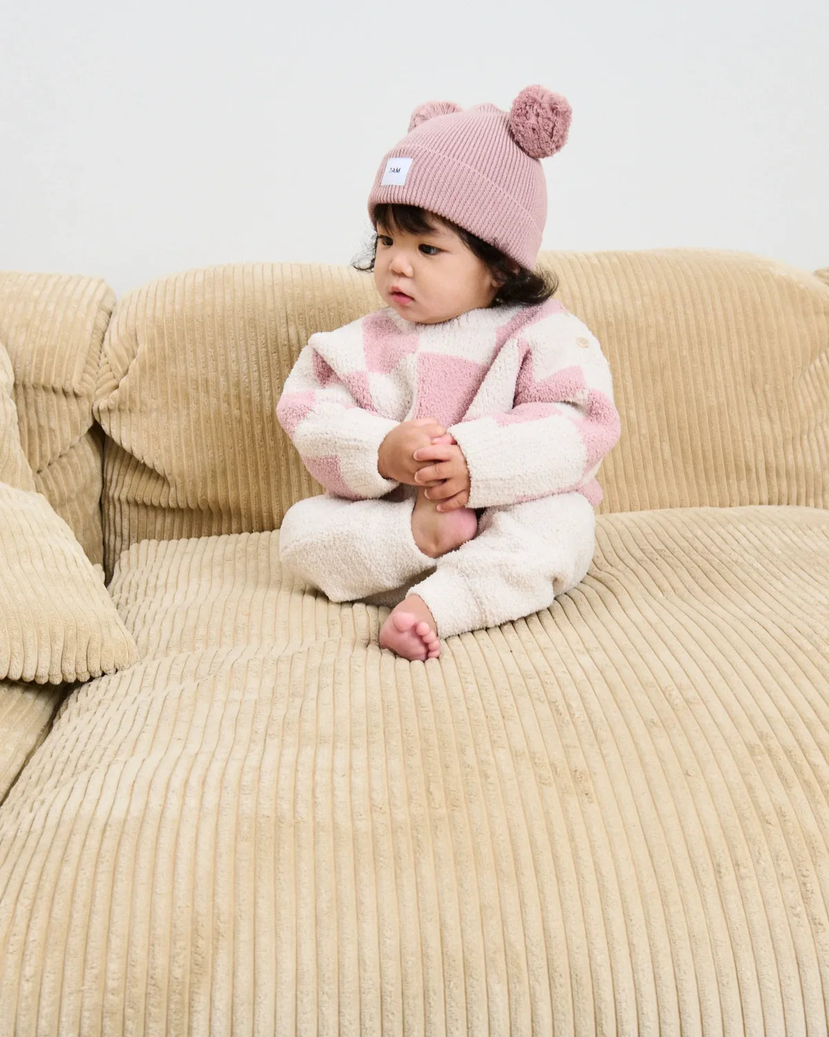 Chunky Pom Pom Beanie Ash Rose