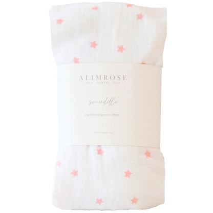 Muslin Swaddle- Pink Stars