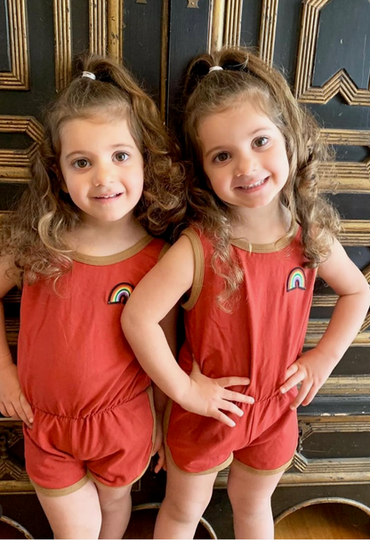 Burnt Orange Rainbow Romper