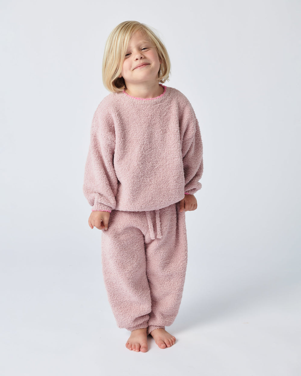 Fuzzy Boxy Lounge Pants - Ash Rose