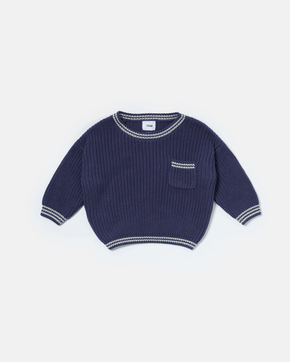 Chunky Tennis Boxy Sweater - Navy Pearl Grey