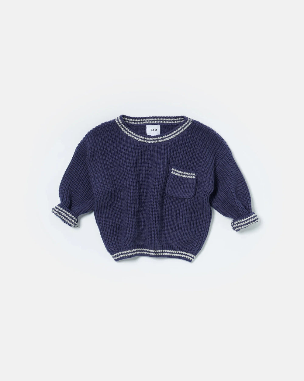 Chunky Tennis Boxy Sweater - Navy Pearl Grey