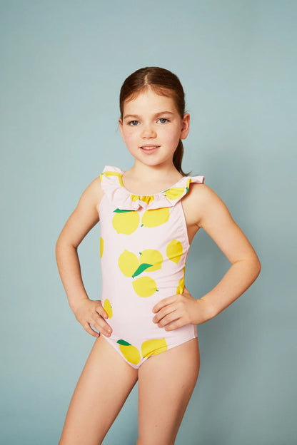 Recycled Swim Lemons Kid Ruffle One Piece