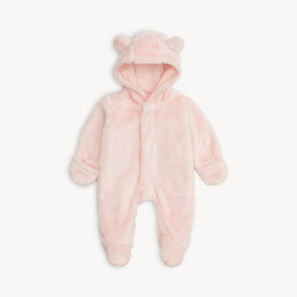 Minky Bear Footie - Pink Blossom