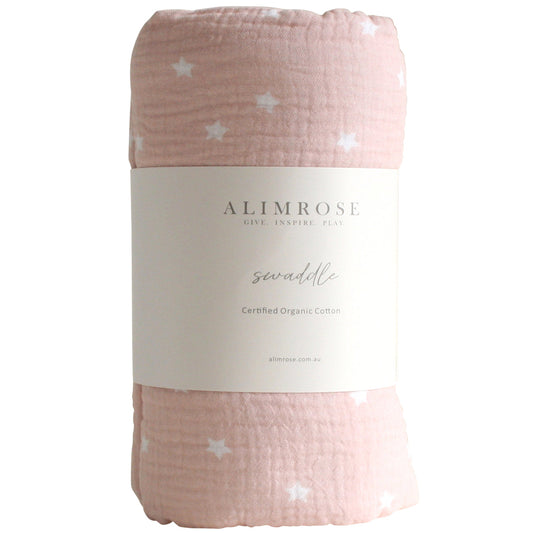 Muslin Swaddle- Starry Night Pink