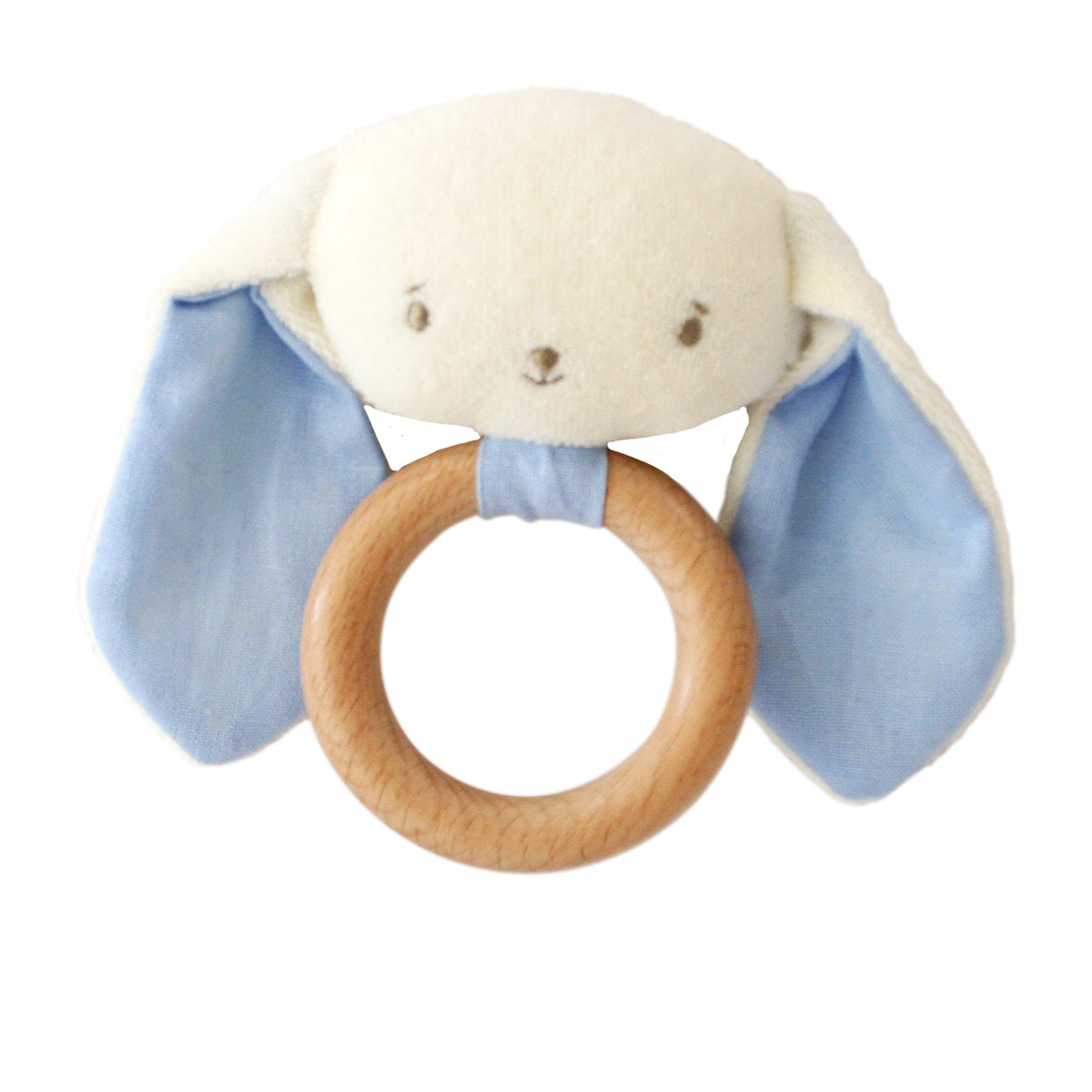 Bunny Teether Ring Rattle - Blue