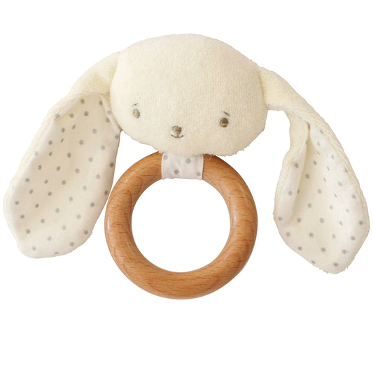Bunny Teether Ring Rattle - Ivory