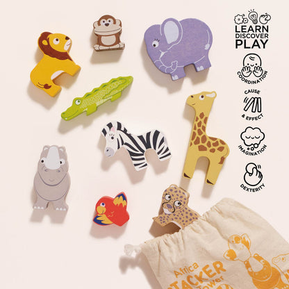 Safari Stacking Animals & Bag