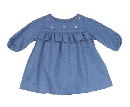 Blue Chambray Embroidered Dress