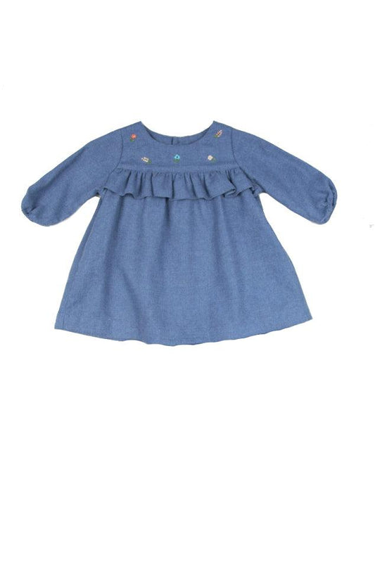 Blue Chambray Embroidered Dress