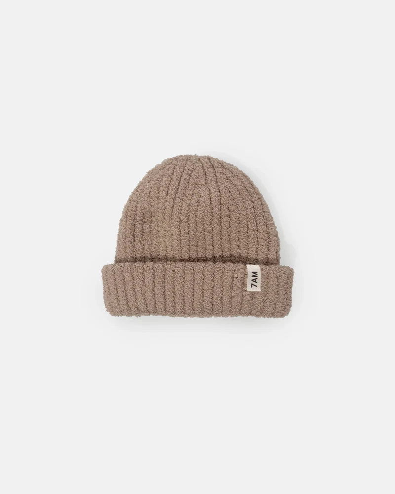Fuzzy Ribbed Beanie Taupe