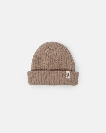Fuzzy Ribbed Beanie Taupe