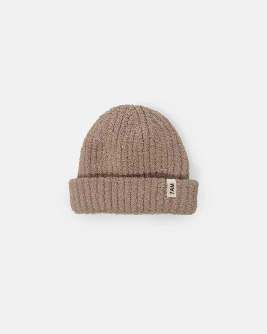 Fuzzy Ribbed Beanie Taupe