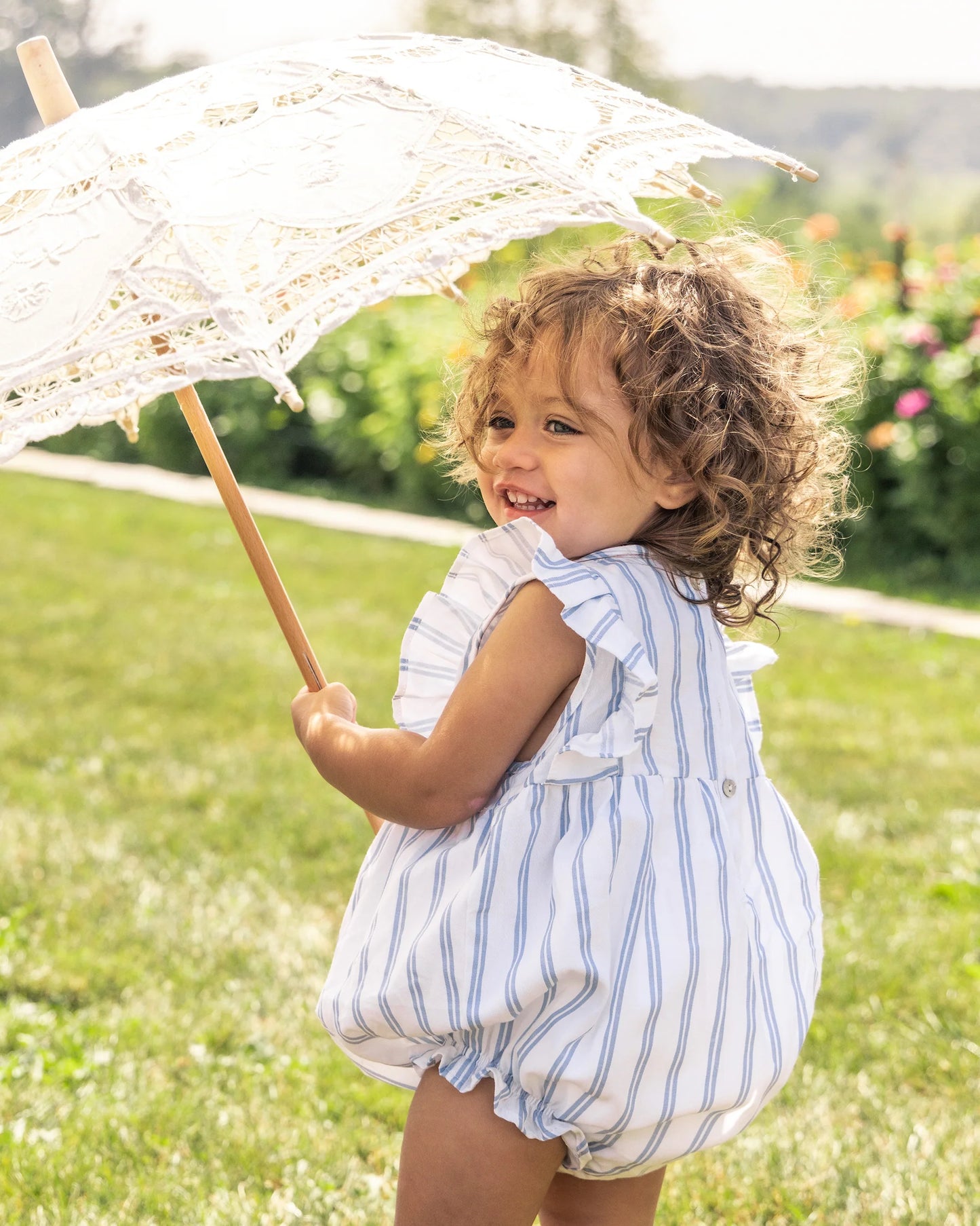 Baby's Twill Ruffled Romper