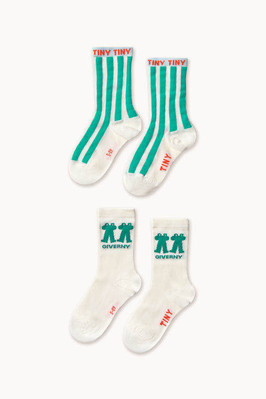 Emerald Stripes & Frogs Medium Socks