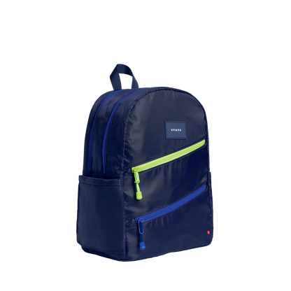 Kane Double Pocket Backpack- Navy Diagonal Zipper