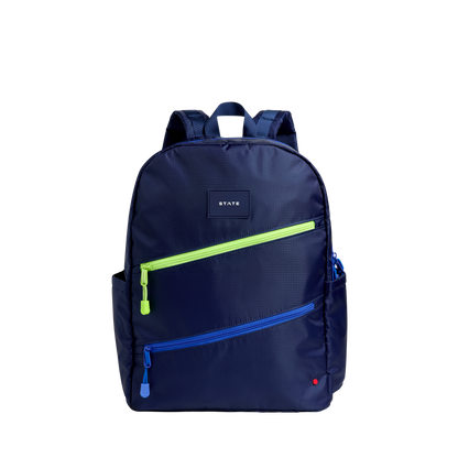 Kane Double Pocket Backpack- Navy Diagonal Zipper