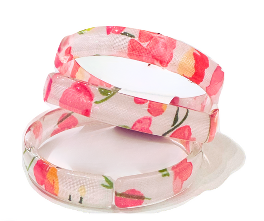 Pink w/ Yellow Floral Print Bangles