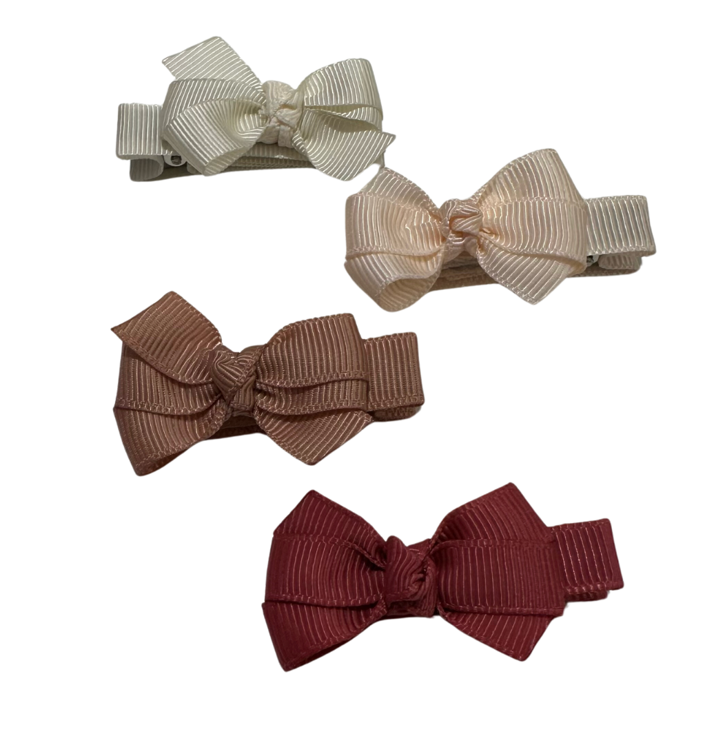 Bows Earthy Pink Shades Set of 4 Baby Hair Clips