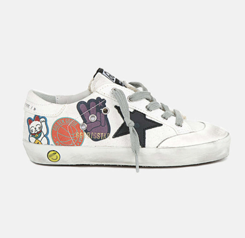 Kids Superstar Low Top Sneaker White/Stickers Print