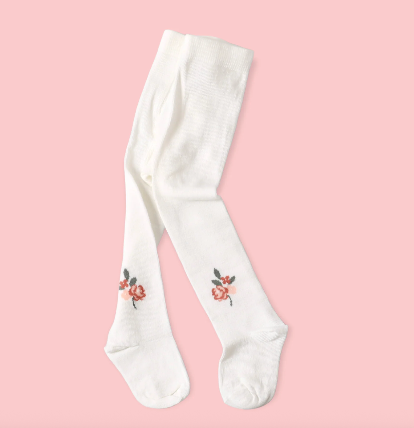 Fine Knit Baby Girl Tights - Floral Jacquard