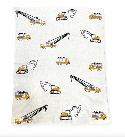 Trucks - Organic Cotton Jacquard Sweater Knit Baby Blanket