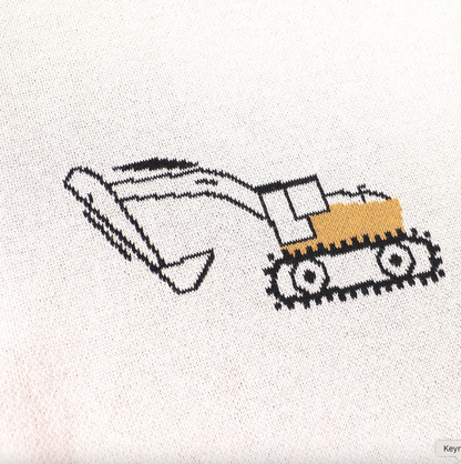 Trucks - Organic Cotton Jacquard Sweater Knit Baby Blanket