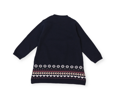 Fair Isle Baby Girl Sweater Knit Dress - Navy Blue