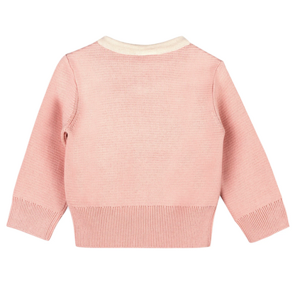 Lily Bow Pockets Sweater Knit Baby Cardigan- Rosewood Pink