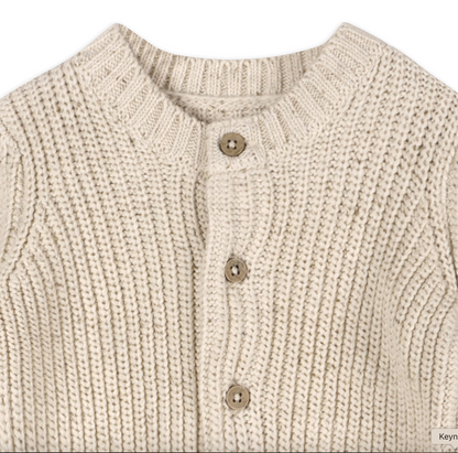 Classic Chunky Knit Button Sweater Cardigan - Speckled Linen