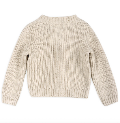 Classic Chunky Knit Button Sweater Cardigan - Speckled Linen