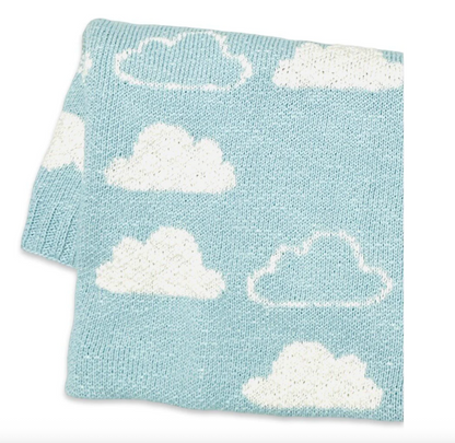 Cloud - Organic Jacquard Sweater Knit Baby Blanket - Baby Blue