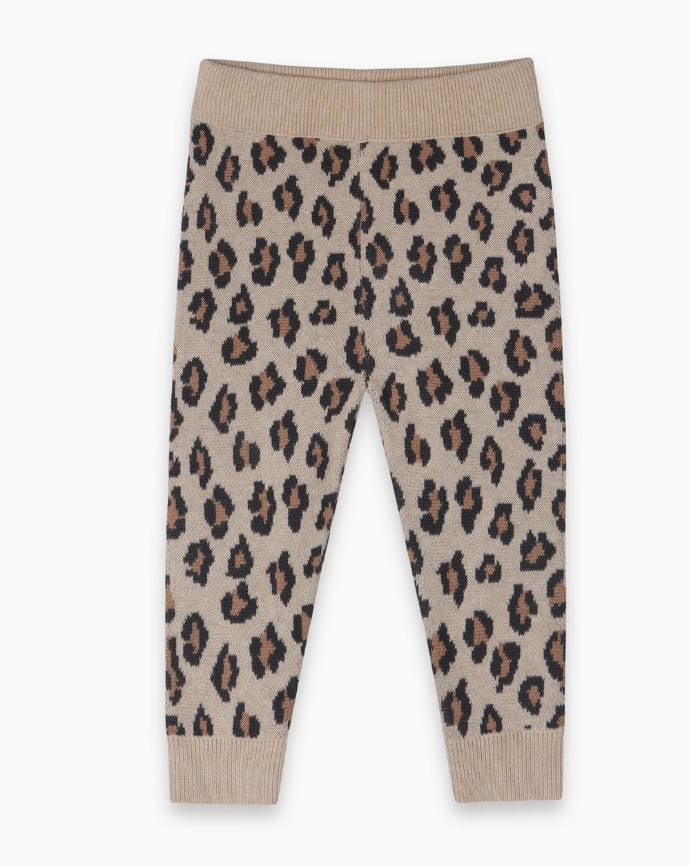 Leopard Jacquard Knit Baby Pocket Pants - Oatmeal Heather